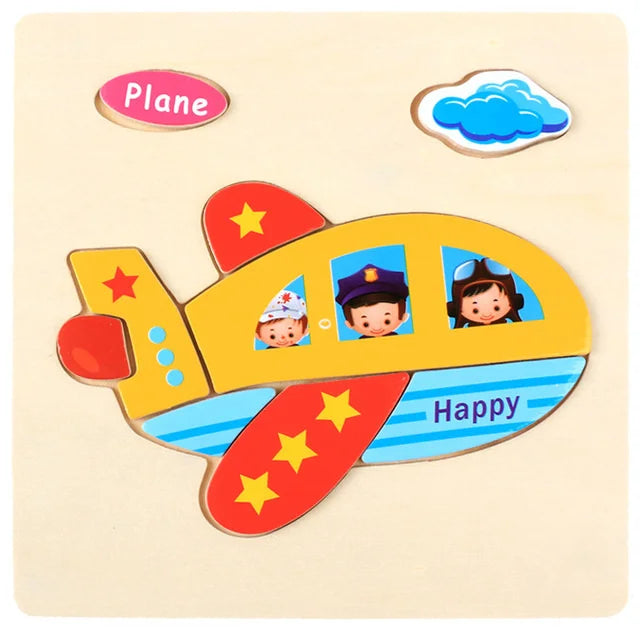Montessori 3D Wooden Puzzle – Fun & Educational Jigsaw for Toddlers!
