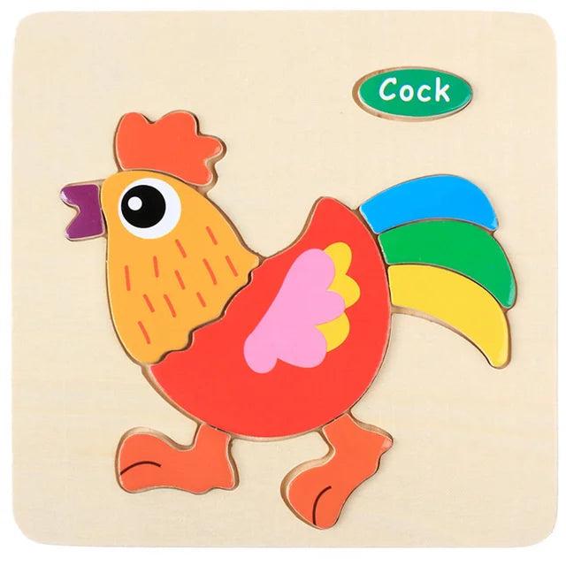 Montessori 3D Wooden Puzzle – Fun & Educational Jigsaw for Toddlers!