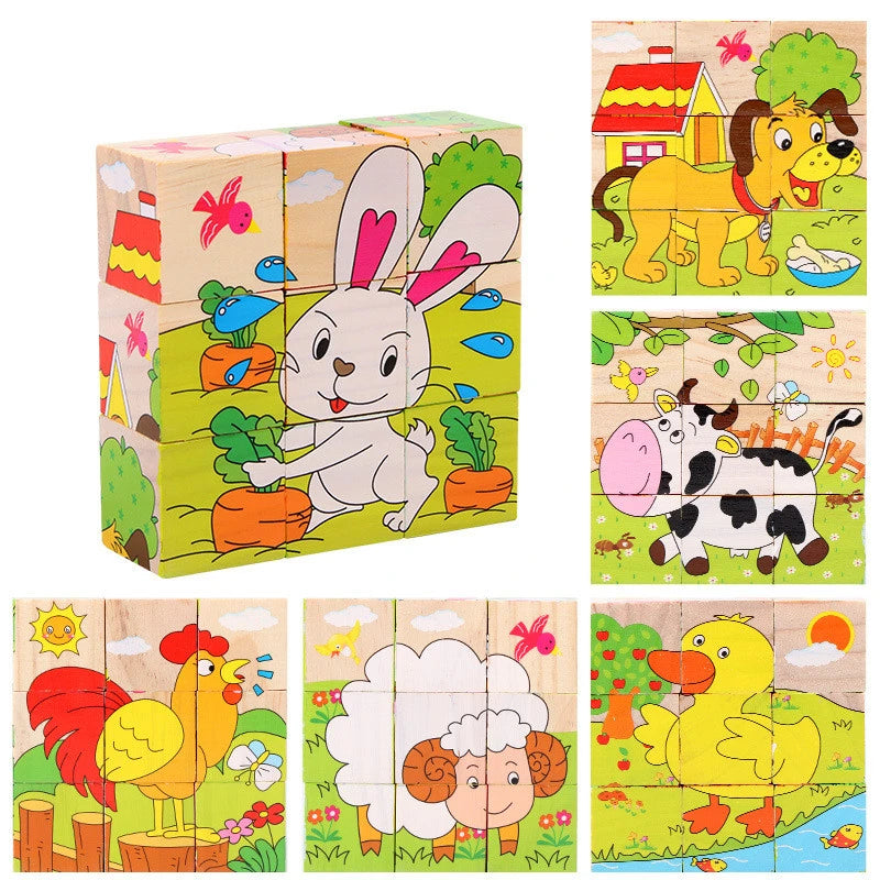 Wooden Blocks – 6-Sided Cube Jigsaw Puzzle