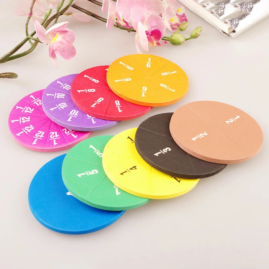 51-Piece Fractions Math Teaching Tool – EVA Foam Round Montessori Set