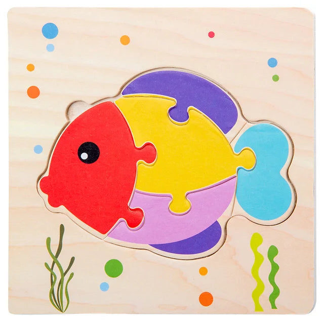 Montessori 3D Wooden Puzzle – Fun & Educational Jigsaw for Toddlers!