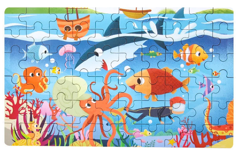 60-Piece Wooden Puzzle Set