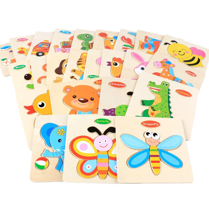 Montessori 3D Wooden Puzzle – Fun & Educational Jigsaw for Toddlers!