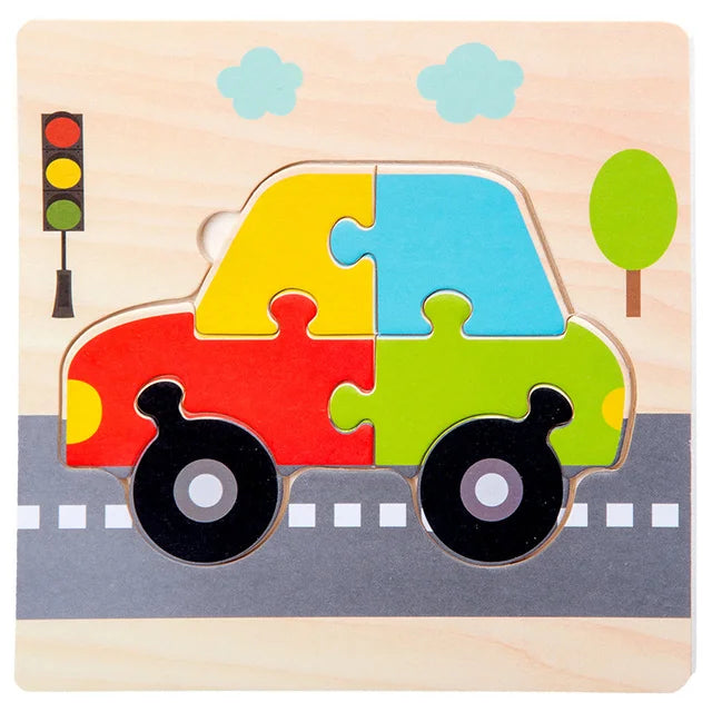 Montessori 3D Wooden Puzzle – Fun & Educational Jigsaw for Toddlers!