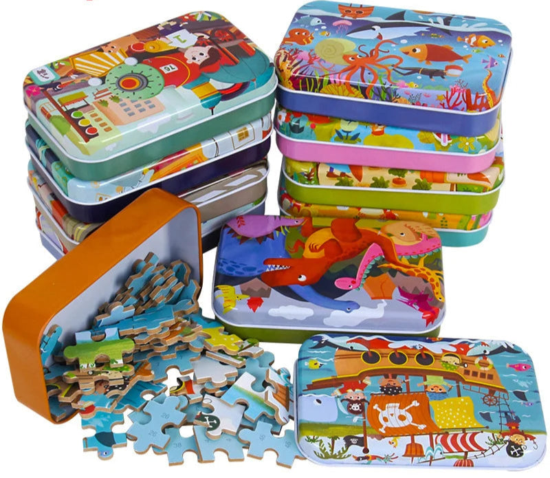 60-Piece Wooden Puzzle Set