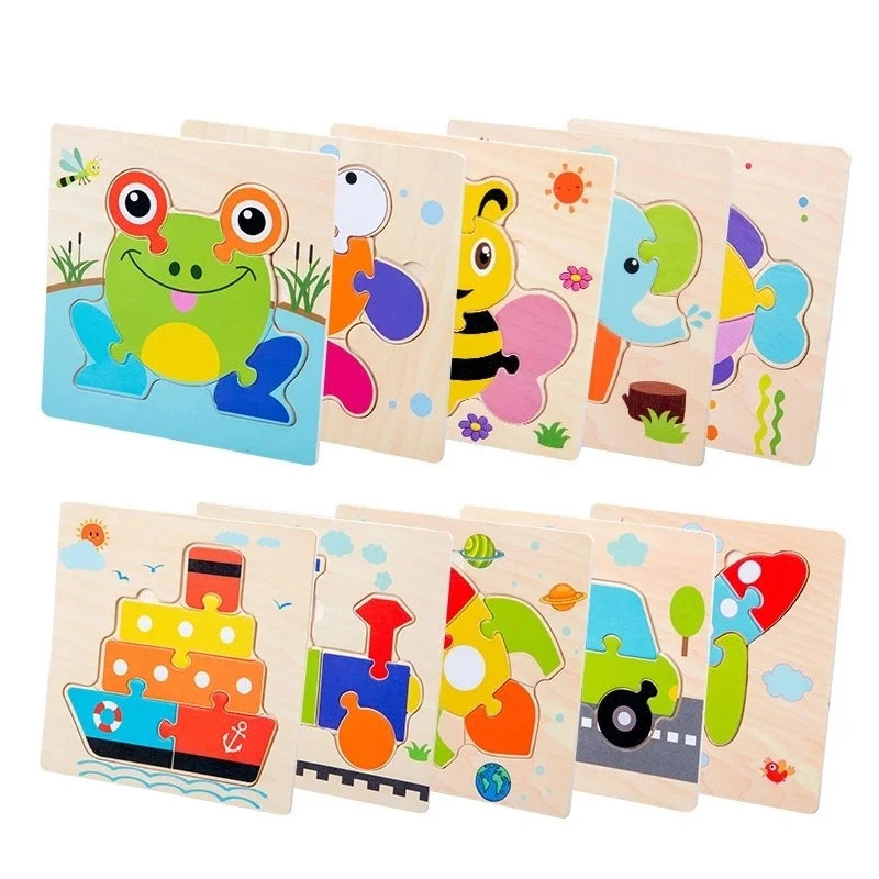 Montessori 3D Wooden Puzzle – Fun & Educational Jigsaw for Toddlers!