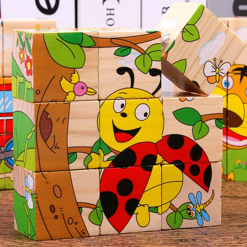 Wooden Blocks – 6-Sided Cube Jigsaw Puzzle