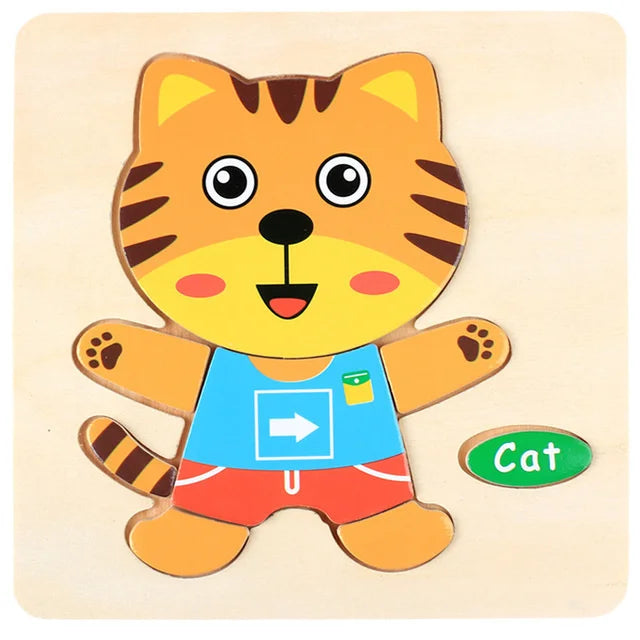 Montessori 3D Wooden Puzzle – Fun & Educational Jigsaw for Toddlers!