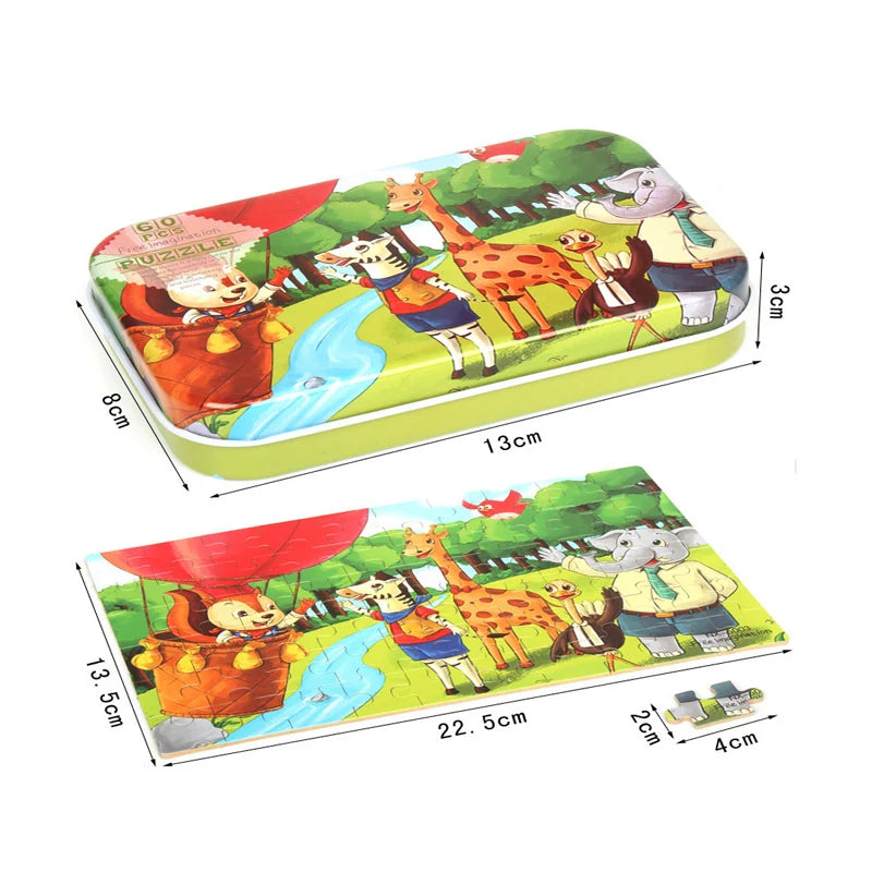 60-Piece Wooden Puzzle Set
