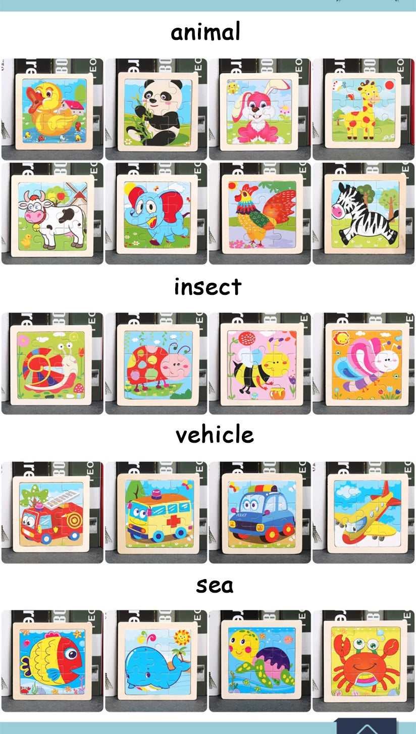Kids Wooden Cartoon Puzzle – Fun & Educational Tangram Toy!