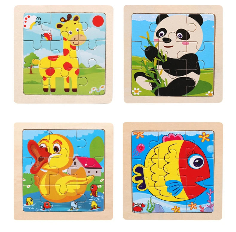 Kids Wooden Cartoon Puzzle – Fun & Educational Tangram Toy!
