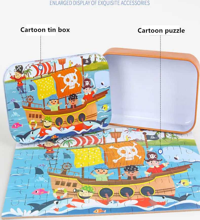 60-Piece Wooden Puzzle Set