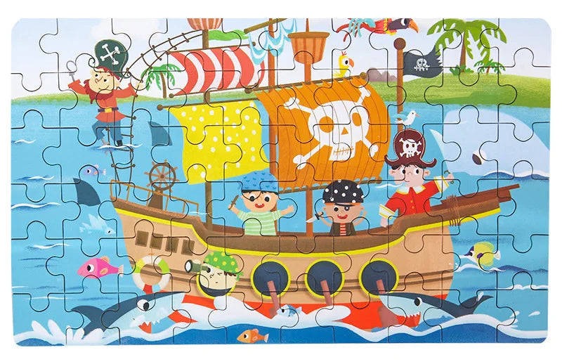 60-Piece Wooden Puzzle Set