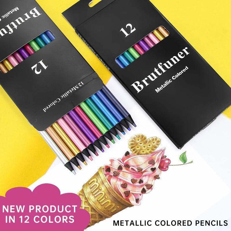12 Colors Metallic Colored Pencil Set β Back to School Art Supplies for Kids