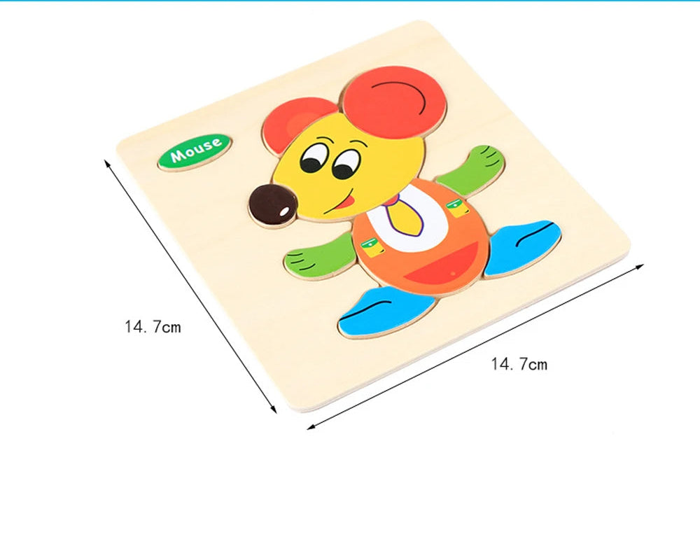 Montessori 3D Wooden Puzzle – Fun & Educational Jigsaw for Toddlers!