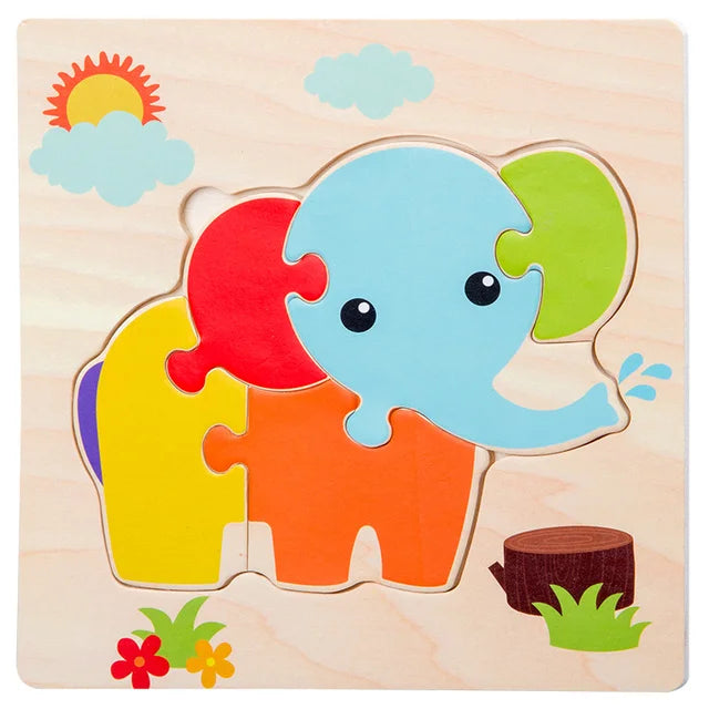 Montessori 3D Wooden Puzzle – Fun & Educational Jigsaw for Toddlers!