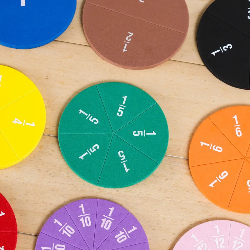 51-Piece Fractions Math Teaching Tool – EVA Foam Round Montessori Set