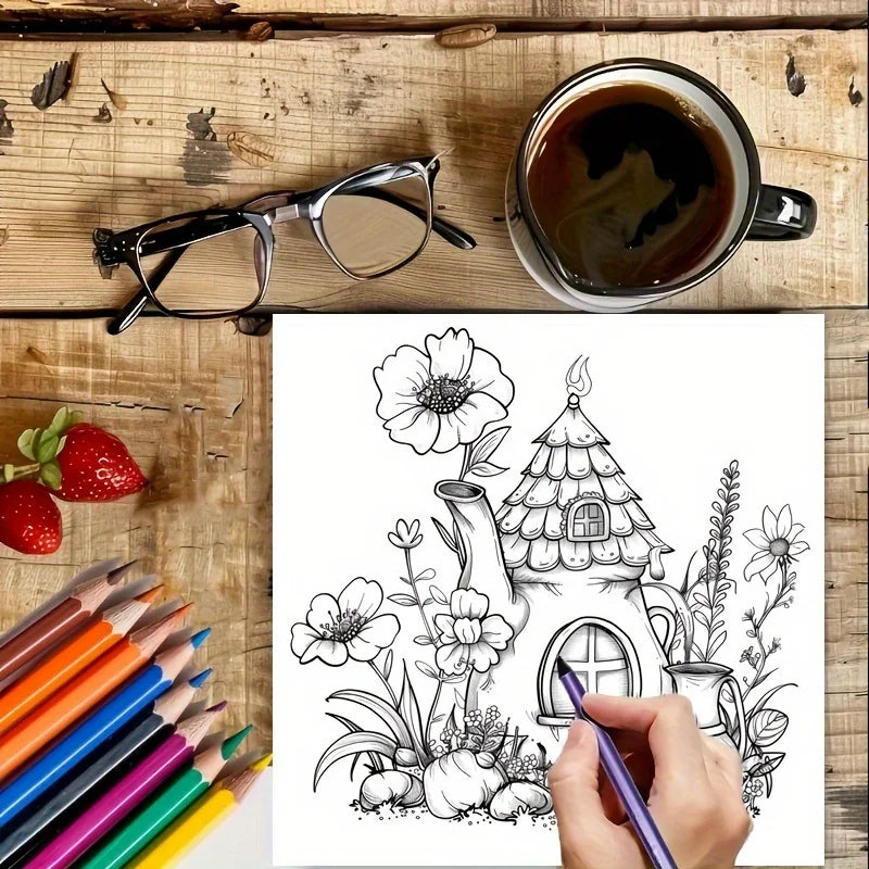 Dreamy Floral Teapots Colouring Book