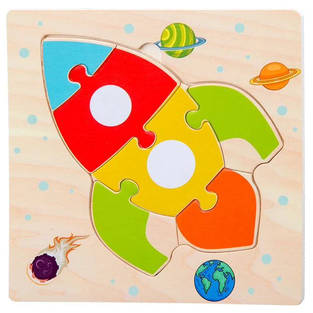 Montessori 3D Wooden Puzzle – Fun & Educational Jigsaw for Toddlers!