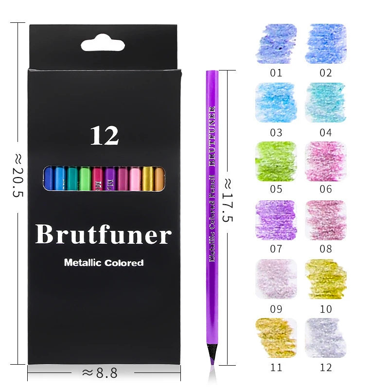 12 Colors Metallic Colored Pencil Set β Back to School Art Supplies for Kids