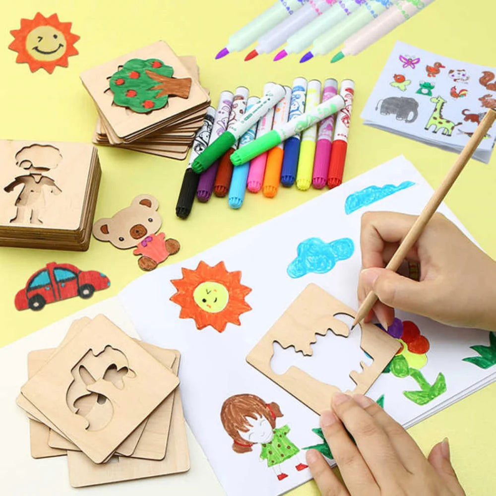 Kids Montessori Drawing Stencil Set – Inspire Creativity & Learning!