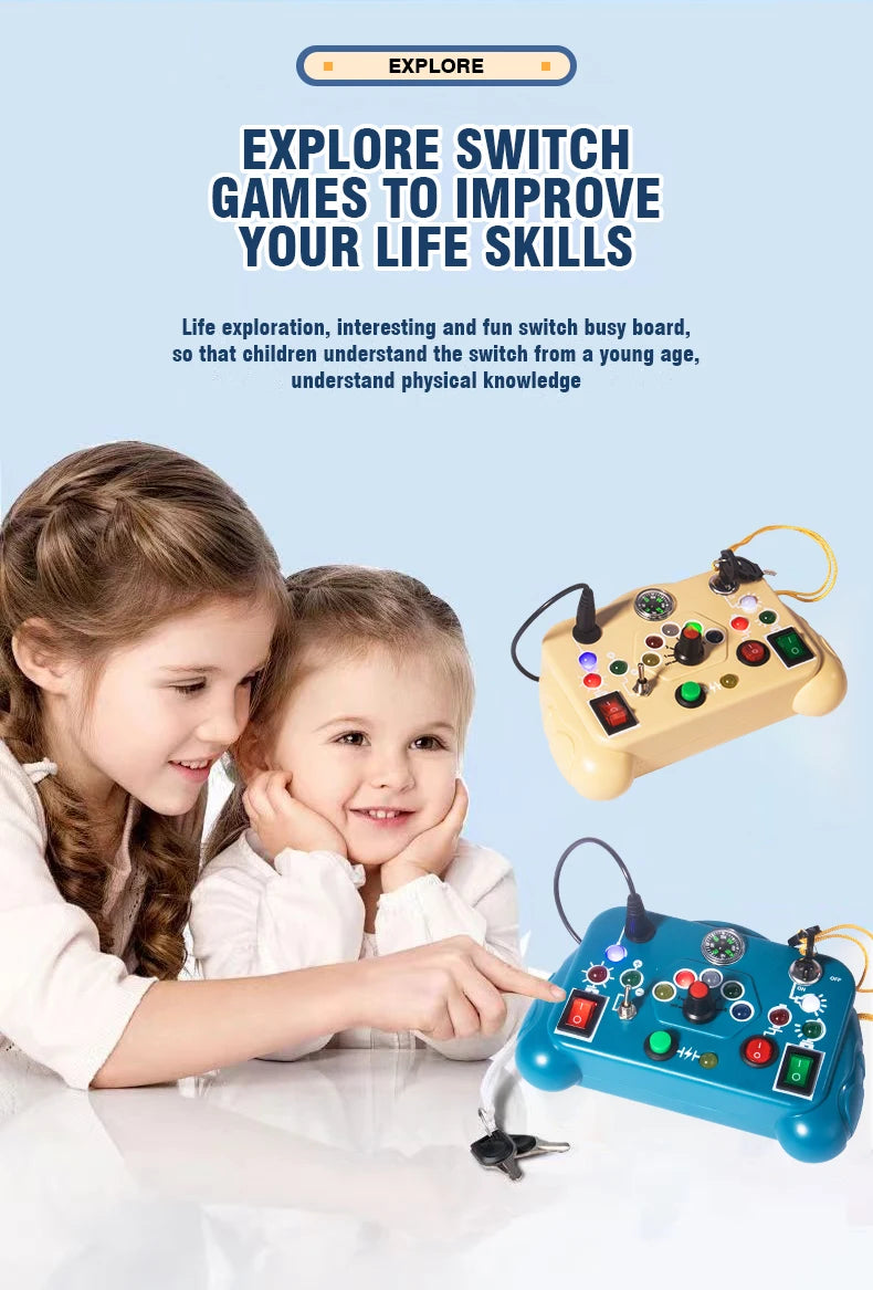 Busy Board LED Lights Switch Sensory Montessori Toy