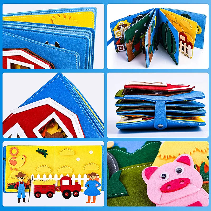 Toddlers Montessori Busy Board – Farm Animal Storytelling Quiet Book