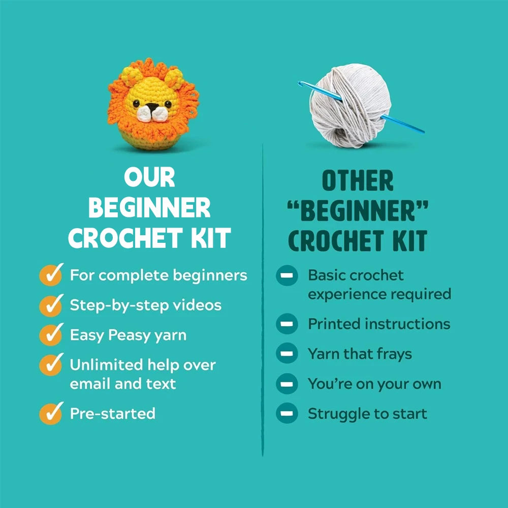 Kids Beginner Crochet Kit – DIY Stuffed Animal Craft Set