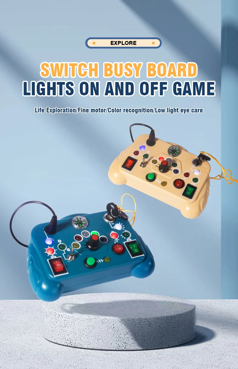 Busy Board LED Lights Switch Sensory Montessori Toy