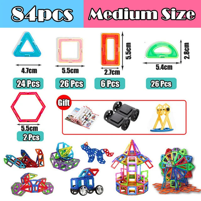 Magnetic Building Blocks Set (30–168pcs) – Shape, Build, Imagine!