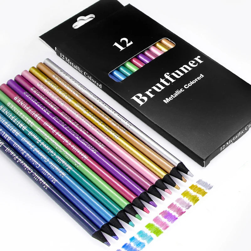 12 Colors Metallic Colored Pencil Set β Back to School Art Supplies for Kids