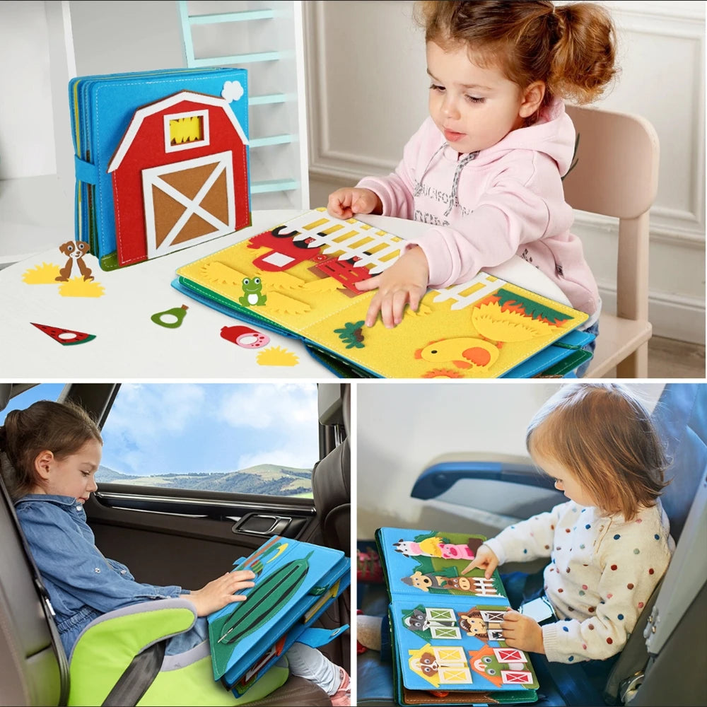 Toddlers Montessori Busy Board – Farm Animal Storytelling Quiet Book