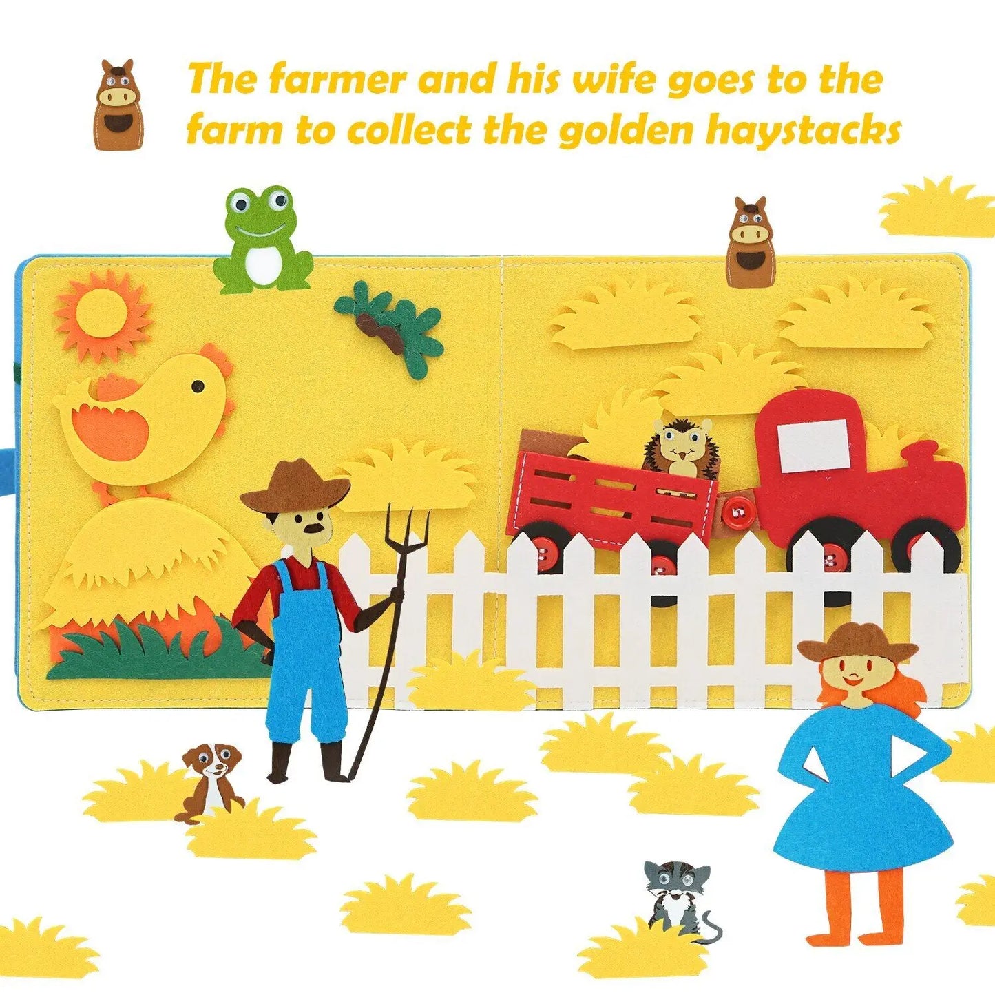 Toddlers Montessori Busy Board – Farm Animal Storytelling Quiet Book