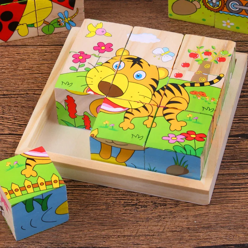 Wooden Blocks – 6-Sided Cube Jigsaw Puzzle