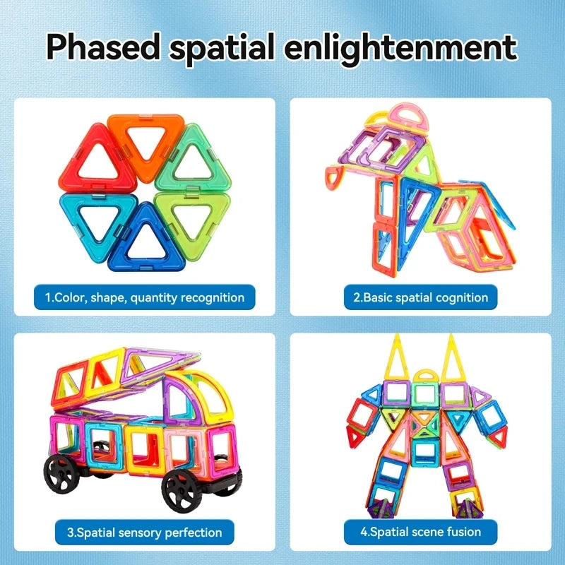 Magnetic Building Blocks Set (30–168pcs) – Shape, Build, Imagine!