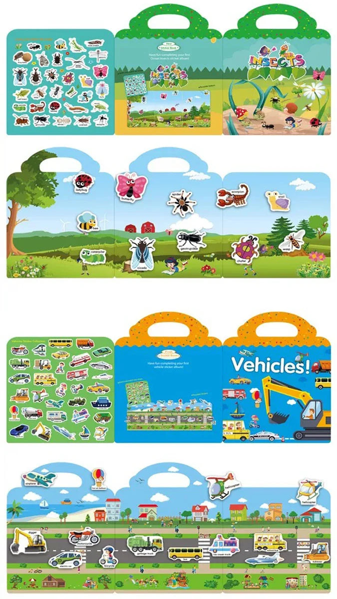 Reusable Scene Stickers – Interactive DIY Sticker Book for Kids!