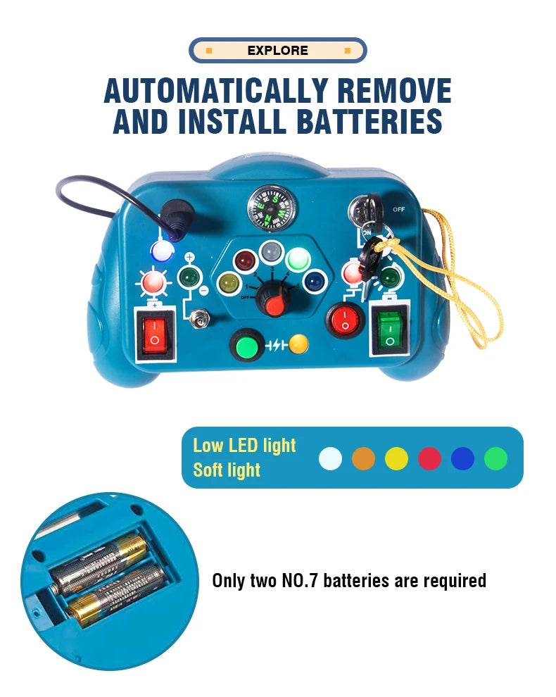 Busy Board LED Lights Switch Sensory Montessori Toy