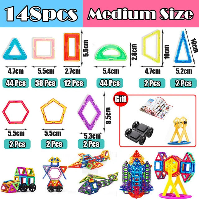 Magnetic Building Blocks Set (30–168pcs) – Shape, Build, Imagine!