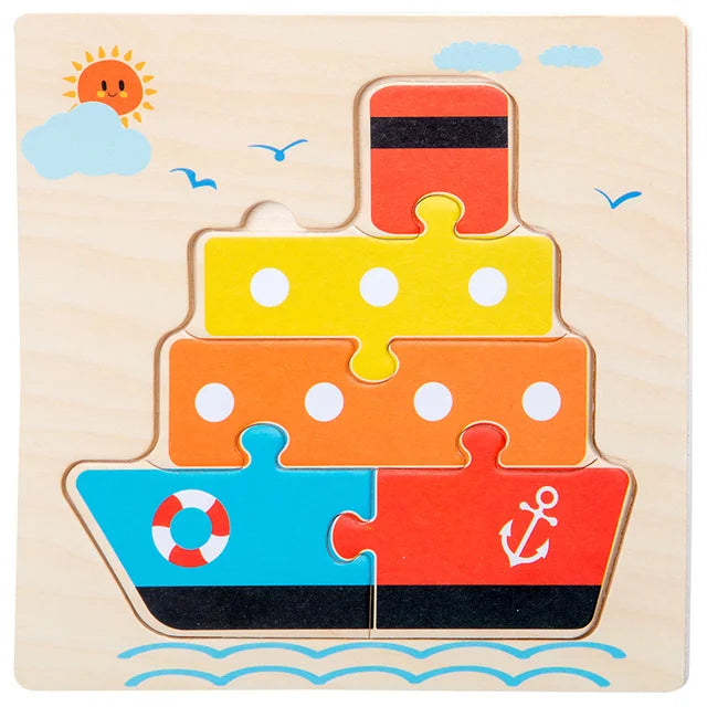 Montessori 3D Wooden Puzzle – Fun & Educational Jigsaw for Toddlers!