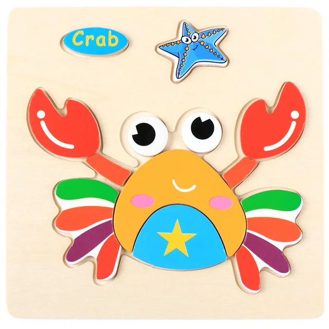 Montessori 3D Wooden Puzzle – Fun & Educational Jigsaw for Toddlers!