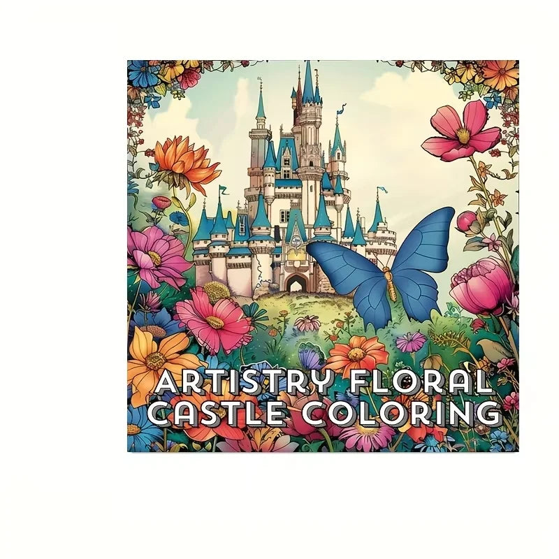 Artistry Floral Castle Colouring Book