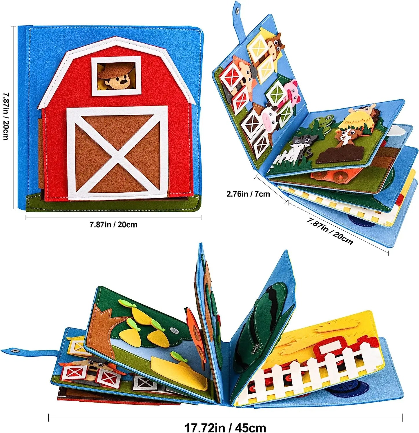 Toddlers Montessori Busy Board – Farm Animal Storytelling Quiet Book