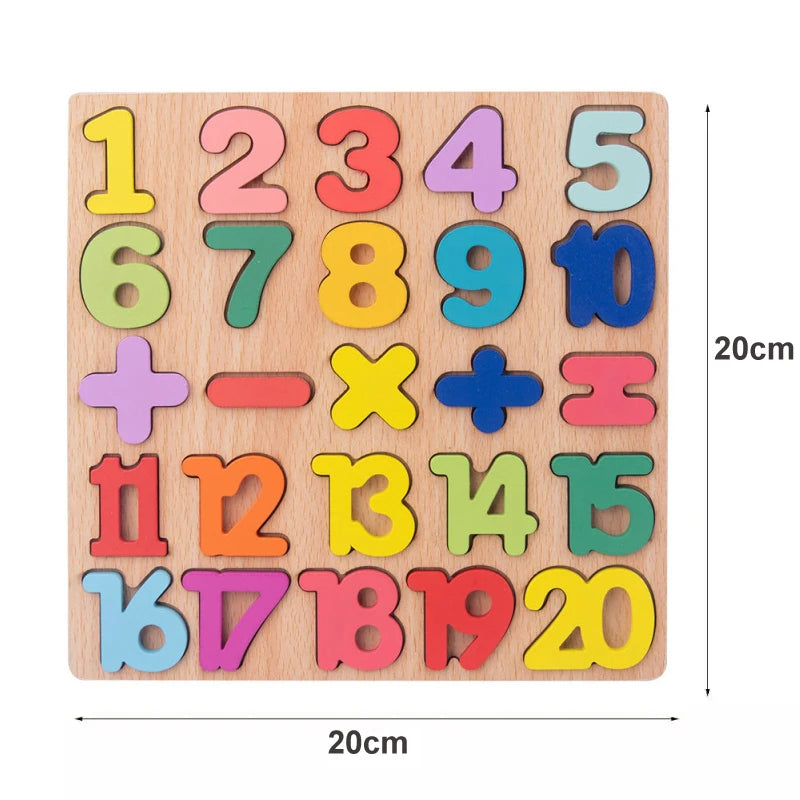 Wooden Puzzle Alphabet, Number or Shape Matching Board – Early Learning Fun!