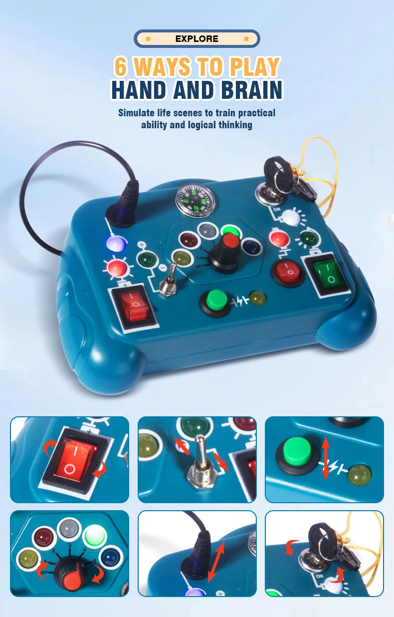 Busy Board LED Lights Switch Sensory Montessori Toy
