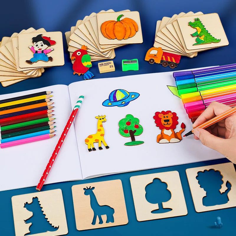 Kids Montessori Drawing Stencil Set – Inspire Creativity & Learning!
