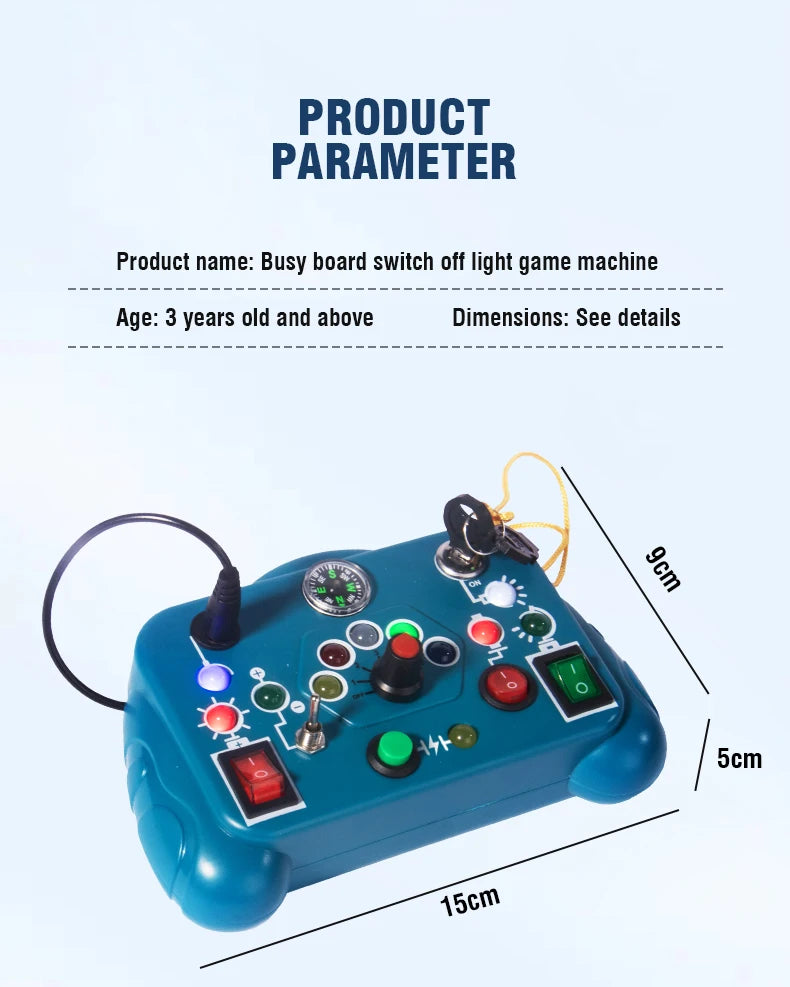Busy Board LED Lights Switch Sensory Montessori Toy