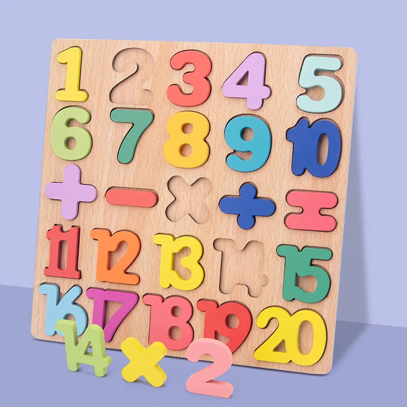 Wooden Puzzle Alphabet, Number or Shape Matching Board – Early Learning Fun!