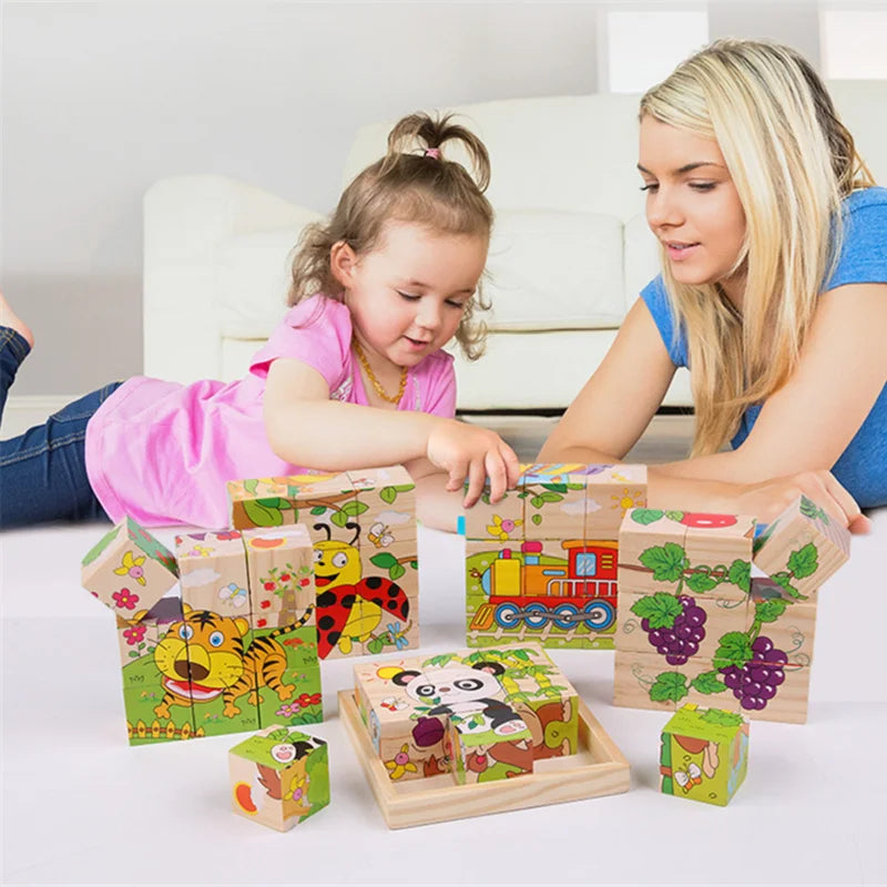 Wooden Blocks – 6-Sided Cube Jigsaw Puzzle