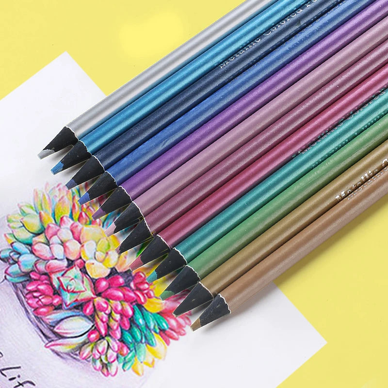 12 Colors Metallic Colored Pencil Set β Back to School Art Supplies for Kids