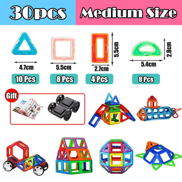 Magnetic Building Blocks Set (30–168pcs) – Shape, Build, Imagine!